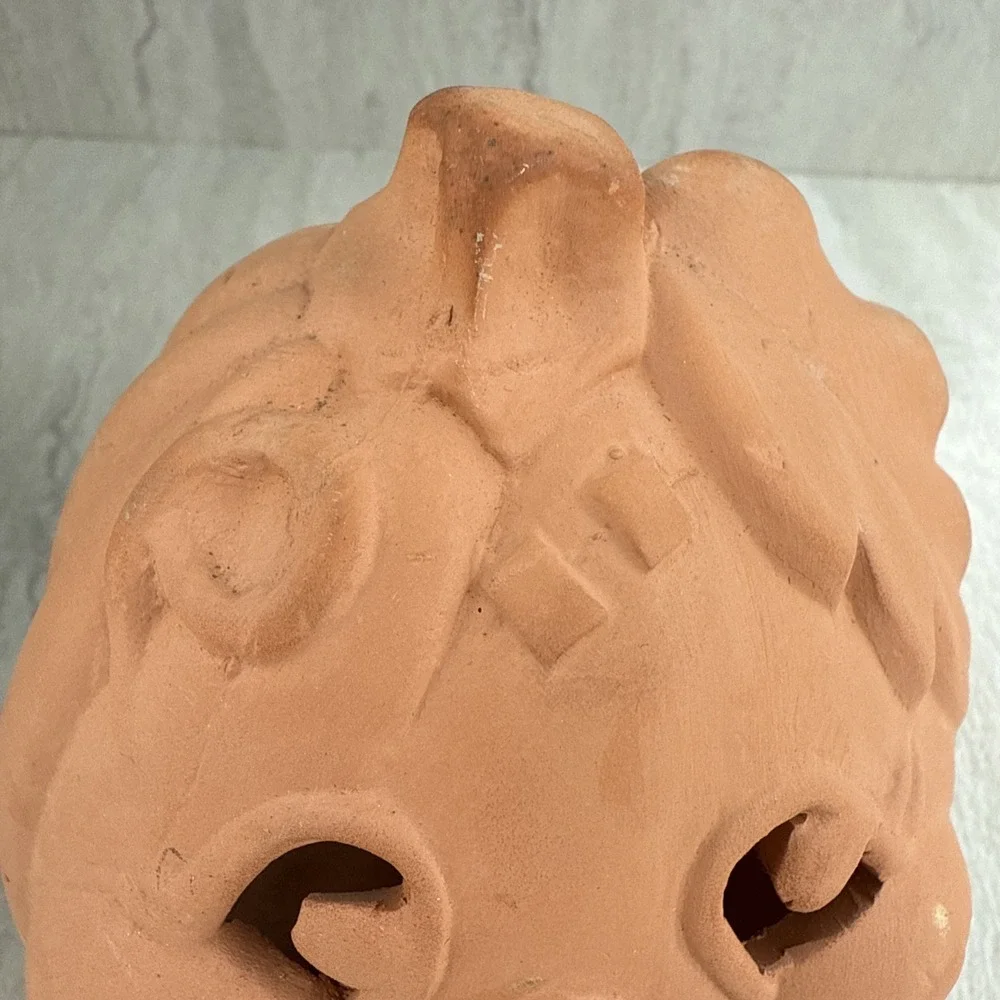 Vintage Terracotta Pumpkin Jack O Lantern Votive 6